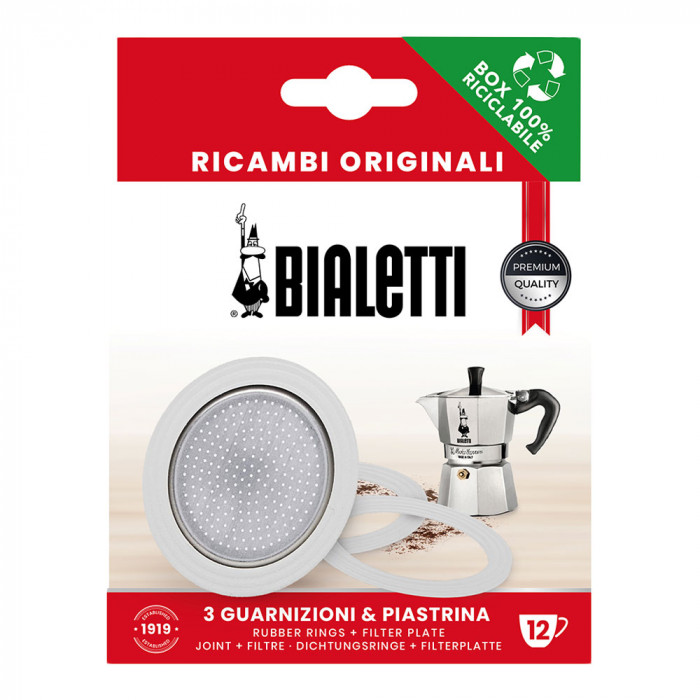 Joints et plaque filtrante pour les cafetières moka 12 tasses Bialetti