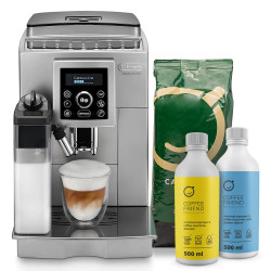 Kafijas automātu komplekts DeLonghi “ECAM 23.460.S + Caprissimo Italiano +  atkaļķošanas līdzeklis + piena sistēmas tīrīšanas līdzeklis”