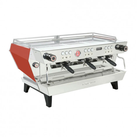 La Marzocco KB90 espressomasin, 3 gruppi – hõbedane/punane