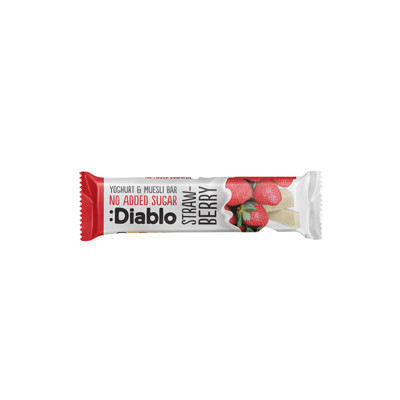 Met yoghurt omhulde mueslireep zonder toegevoegde suiker Diablo Sugar Free Strawberry, 30 gr