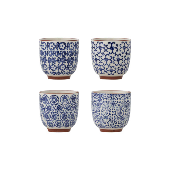 Bloomingville Blue Stoneware Karine set med 4 koppar, 150 ml