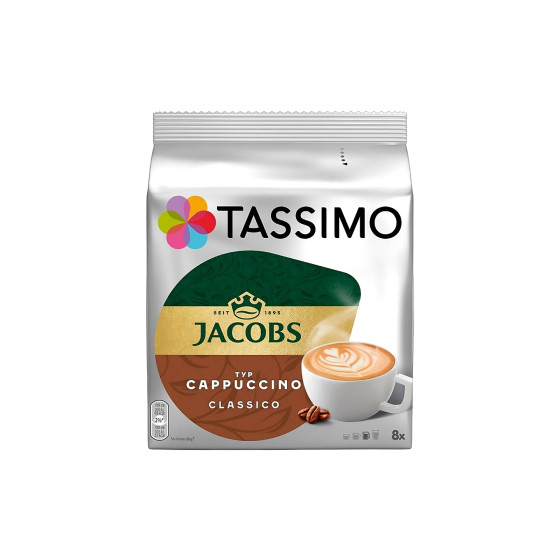 Kaffekapslar Tassimo Cappuccino Classico (kompatibla med Bosch Tassimo kapselmaskiner), 8+8 st.
