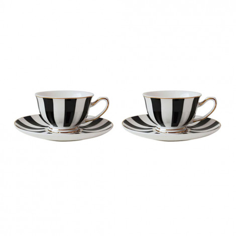 Cup & saucer set Bombay Duck “Monte Carlo Stripy Mini Black/White”, 2 x 60 ml