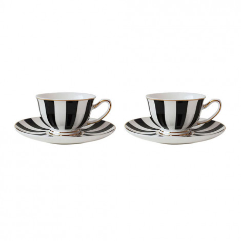 Ensemble de tasses et soucoupes Bombay Duck Monte Carlo Stripy Mini Black/White, 2 x 60 ml