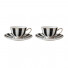 Ensemble de tasses et soucoupes Bombay Duck Monte Carlo Stripy Mini Black/White, 2 x 60 ml