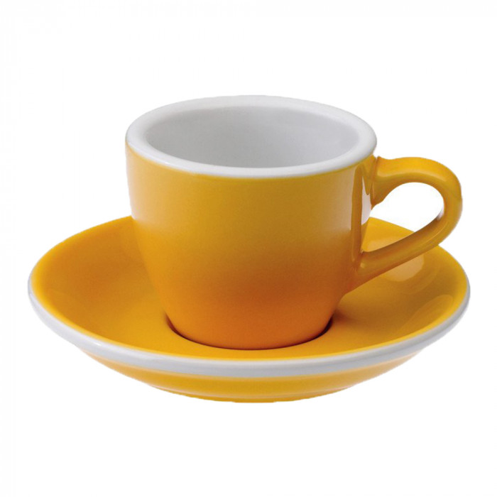 LOVERAMICS Yellow Espresso Cup Set With Saucer Egg Style, 80ml