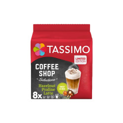 Kaffeekapseln Tassimo Hazelnut Praline Latte Limited Edition (kompatibel mit Bosch Tassimo Kapsel-Maschinen), 8+8 Stk.