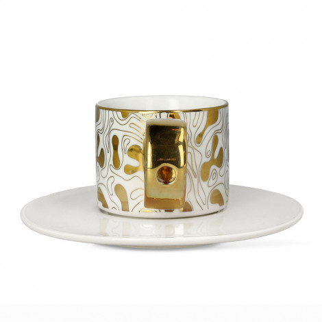 Tasse avec une soucoupe et une cuillère Homla NILA White & Gold, 150 ml