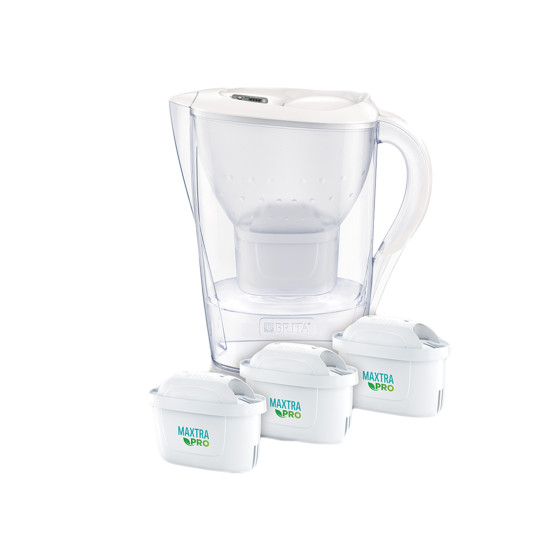 Carafe à filtre BRITA Marella Cool White, 2,4 l + 3 filtres à eau BRITA Maxtra+