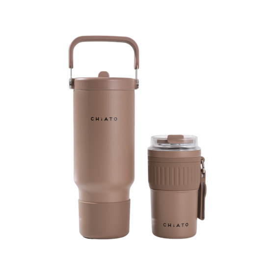 CHiATO Home hot & fresh SIP Choco Brown – set med isolerad resemugg och tumbler – Brun