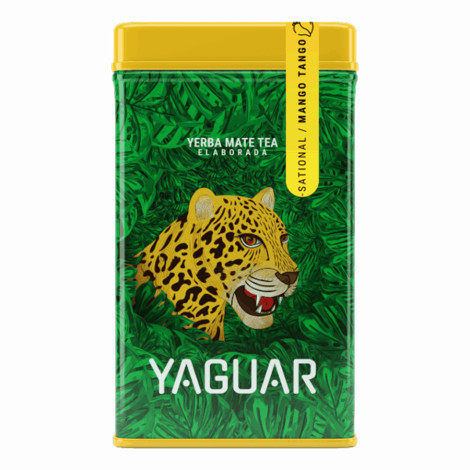Maté thee Yaguar Mango Tango in een blikje met een verdeler, 500 gr