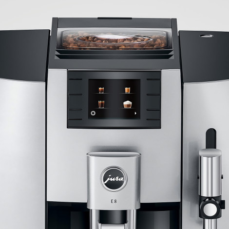 JURA E8 Moonlight Silver automātiskais kafijas automāts – sudraba