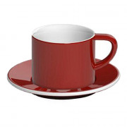 Cappuccino-kopp med ett underlägg Loveramics Bond Red