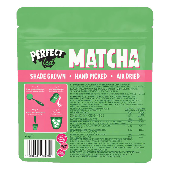 Herbata matcha o smaku truskawkowym PerfectTed, 75 g