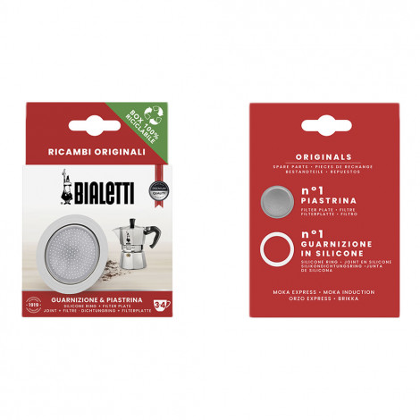 Gasket and filter plate for Bialetti Induction 3-cup moka pots