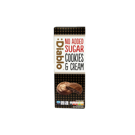 Cepumi bez pievienotā cukura Diablo Sugar Free Dark Chocolate & Cream, 128 g (ar maltītu)