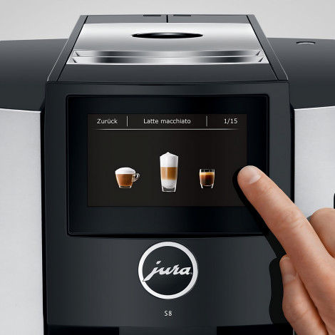 JURA S8 Moonlight Silver automātiskais kafijas automāts – melns/sudraba
