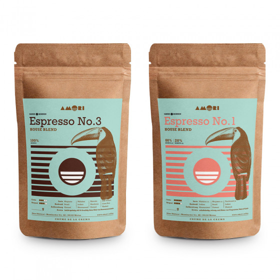 Amori Coffee Kaffeebohnen-Set „Amori Espresso Set“, 2 x 1 kg