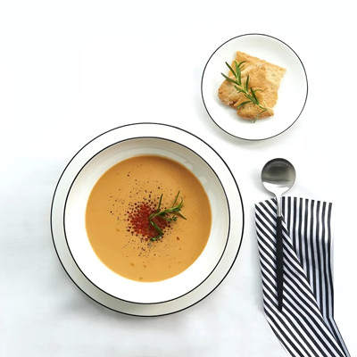 Assiette à pâtes et à soupe Asa Selection À Table Ligne Noire, 22 cm