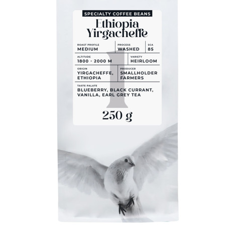 Spezialitätenkaffee Bohnen Black Crow White Pigeon Ethiopia Yirgacheffe, 250 g