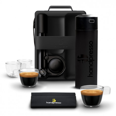 Set der Kaffemaschine Handpresso „Pump Black“