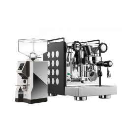 Zestaw do ekspresu do kawy Rocket Espresso „Appartamento Black/White + Eureka Mignon Silent Range Specialità 16cr Chrome“
