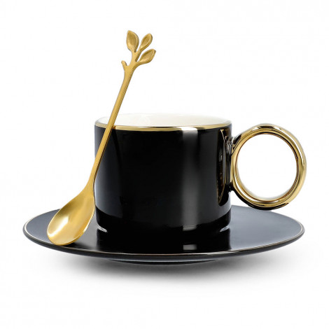 Cup with a saucer and spoon Homla NILA Black, 150 ml