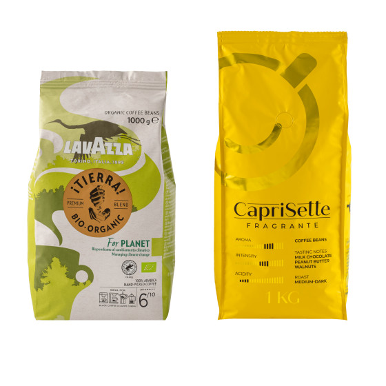 Zestaw kawy ziarnistej Lavazza ¡Tierra! For Planet Bio + Caprisette Fragrante, 2 kg