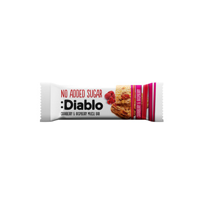Musli batoniņš bez pievienotā cukura Diablo Sugar Free Cranberry & Raspberry, 30 g