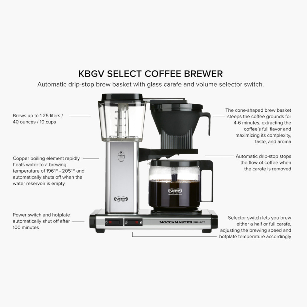 Moccamaster KBG 741 Select Filter Coffee Machine - Polished Silver