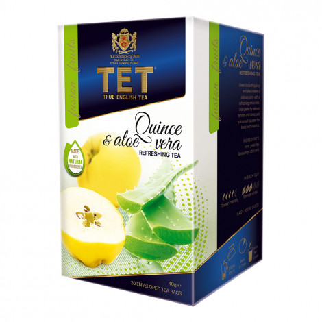 Vihreä tee True English Tea Quince & Aloe Vera, 20 kpl.