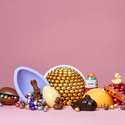 Šokolādes konfekšu komplekts Galler Easter Eggs Selection Tube, 500 g