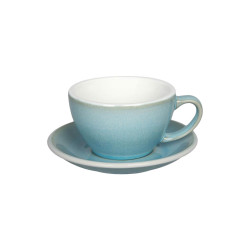 Café latte-kopp med ett underlägg Loveramics Egg Ice Blue, 300 ml
