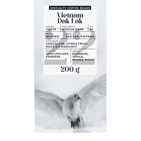 Specializētās kafijas pupiņas Black Crow White Pigeon Vietnam Dak Lak, 200 g