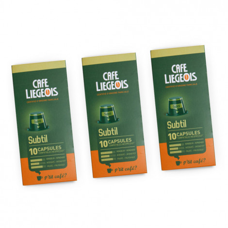Coffee capsules compatible with Nespresso® set Café Liégeois Subtil, 3 x 10 pcs.