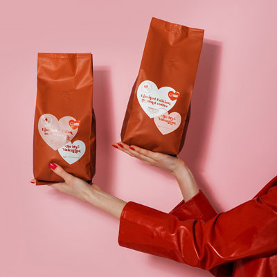 Riboto leidimo kavos pupelės Be My Valentine …, 750 g
