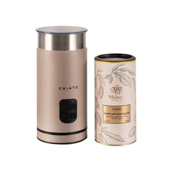 CHiATO milkPLAY mj&ouml;lkskummare och Whittard of Chelsea Luxury White varm choklad-set