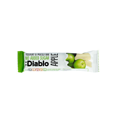 Met yoghurt omhulde mueslireep zonder toegevoegde suiker Diablo Sugar Free Apple, 30 gr