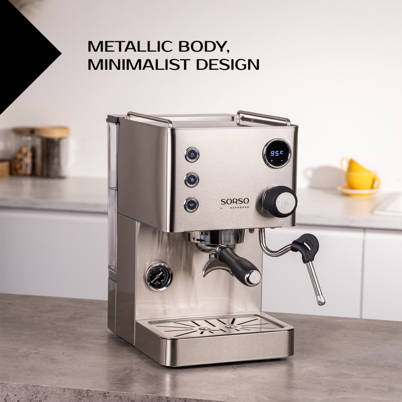 SORSO Espresso Siebträgermaschine – Edelstahl