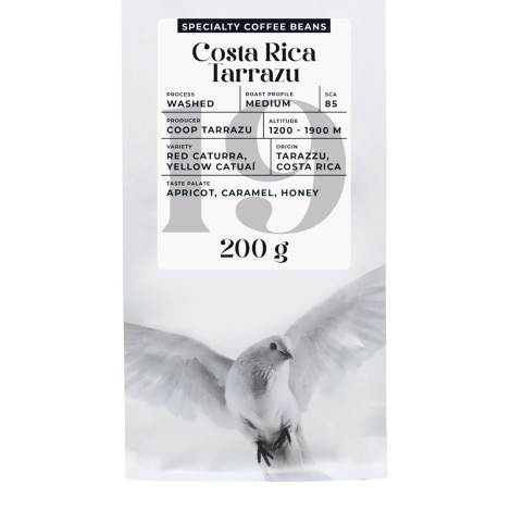 Grains de café de spécialité Black Crow White Pigeon Costa Rica Tarrazu, 200 g