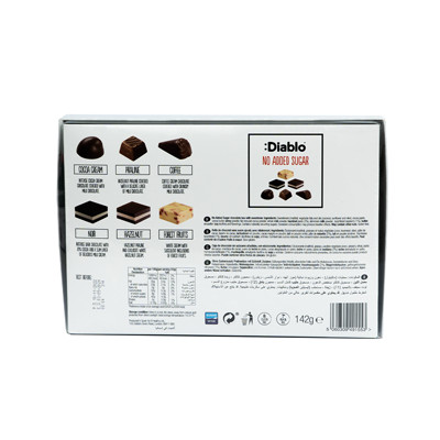 Šokolādes gardumu kaste Diablo Sugar Free Luxury (bez pievienotā cukura), 142 g