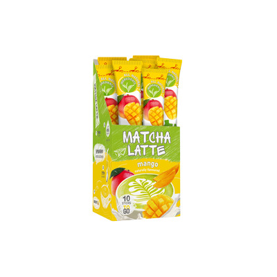 Šķīstošās tējas dzēriens g’tea! Matcha Latte Mango, 10 gab.