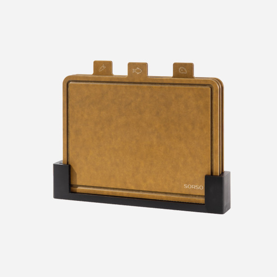 SORSO Home Harmony System Schneidebretter aus Zellulosefaser mit Ständer, 3 Stk.