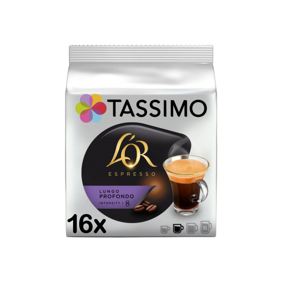Kawa w kapsułkach Tassimo Lungo Profondo (kompatybilna z ekspresami kapsułkowymi Bosch Tassimo), 16 szt.