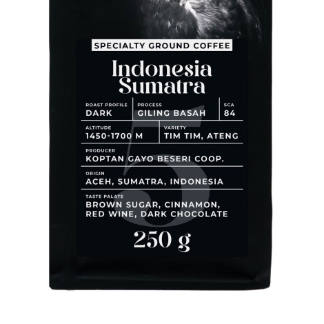 Ground specialty coffee Black Crow White Pigeon Indonesia Sumatra, 250 g