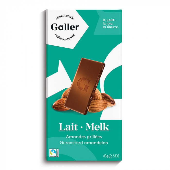 Chocolate tablet Galler Milk Almonds, 80 g - Coffee Friend