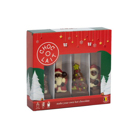 Coffret cadeau chocolat chaud pour Noël MoMe Choc-o-lait Spoon+ Christmas, 4 x 43 g