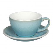 Café latte-kopp med ett underlägg Loveramics Egg Ice Blue, 300 ml