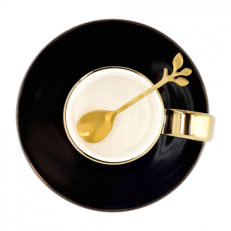 Tasse avec soucoupe et cuillère Homla NILA Black, 150 ml