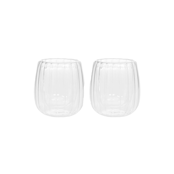 Doublewall glasses Homla CEMBRA GROOVE, 2 x 250 ml Coffee Friend